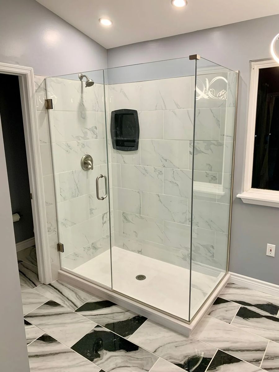 Marble walk-in shower