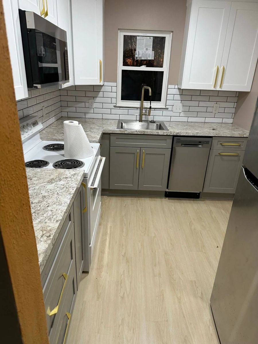 Kitchen with subway tile backsplash